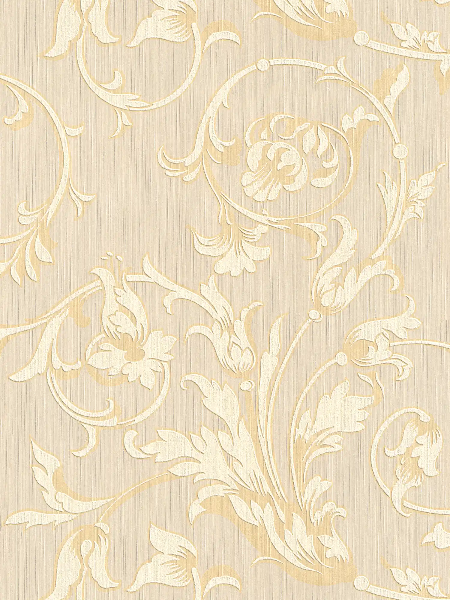         Ornament Tapete mit Seidenoptik – Creme, Gold, Beige
    