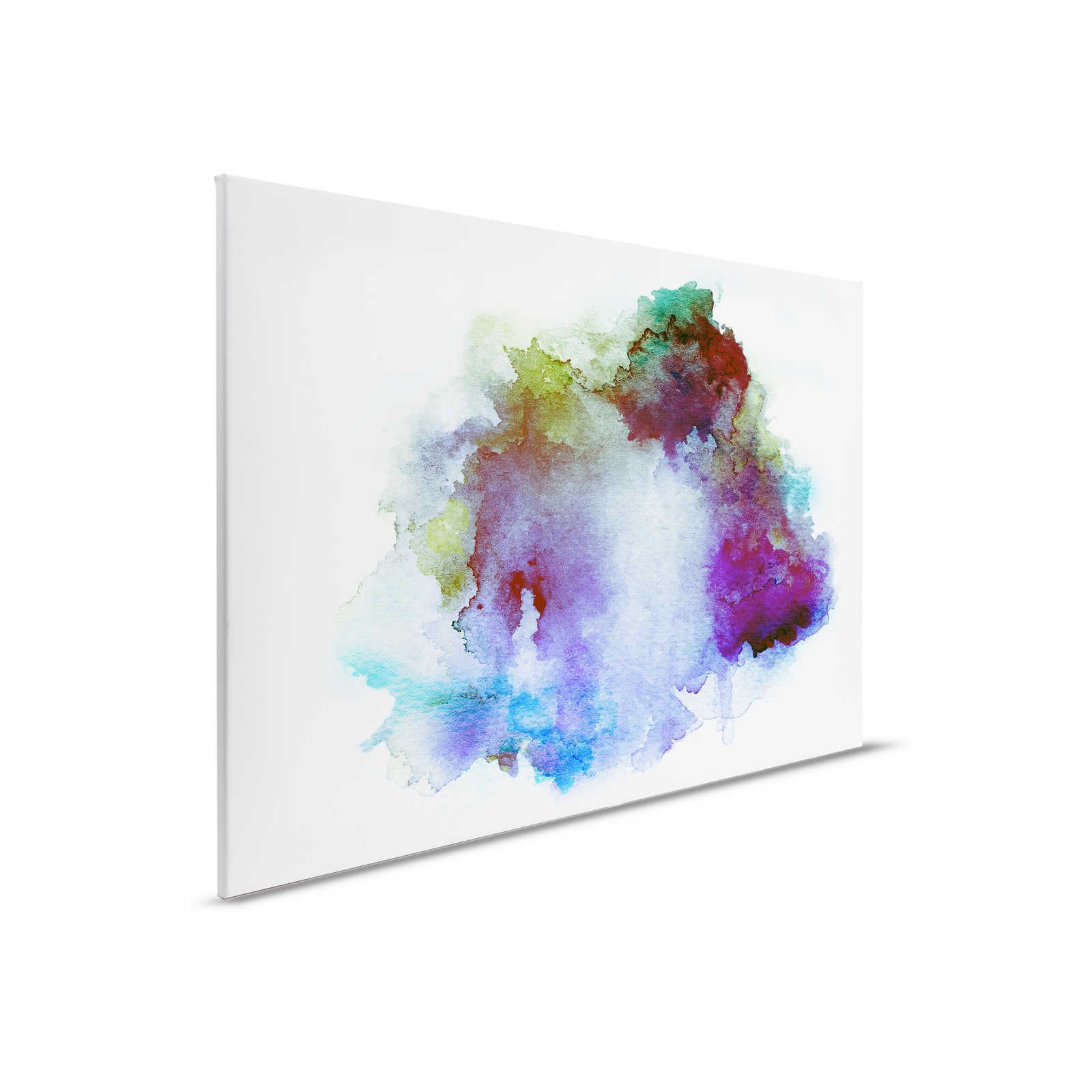         Aquarell Leinwandbild Tintenfleck, Farbverlauf Grau Blau – 0,90 m x 0,60 m
    