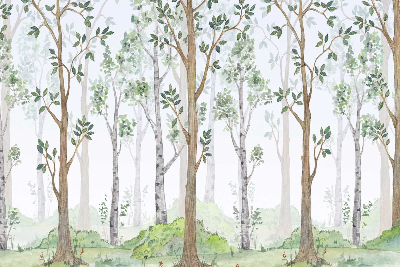             Leinwandbild mit gemaltem Wald für Kinderzimmer – 0,90 m x 0,60 m
        