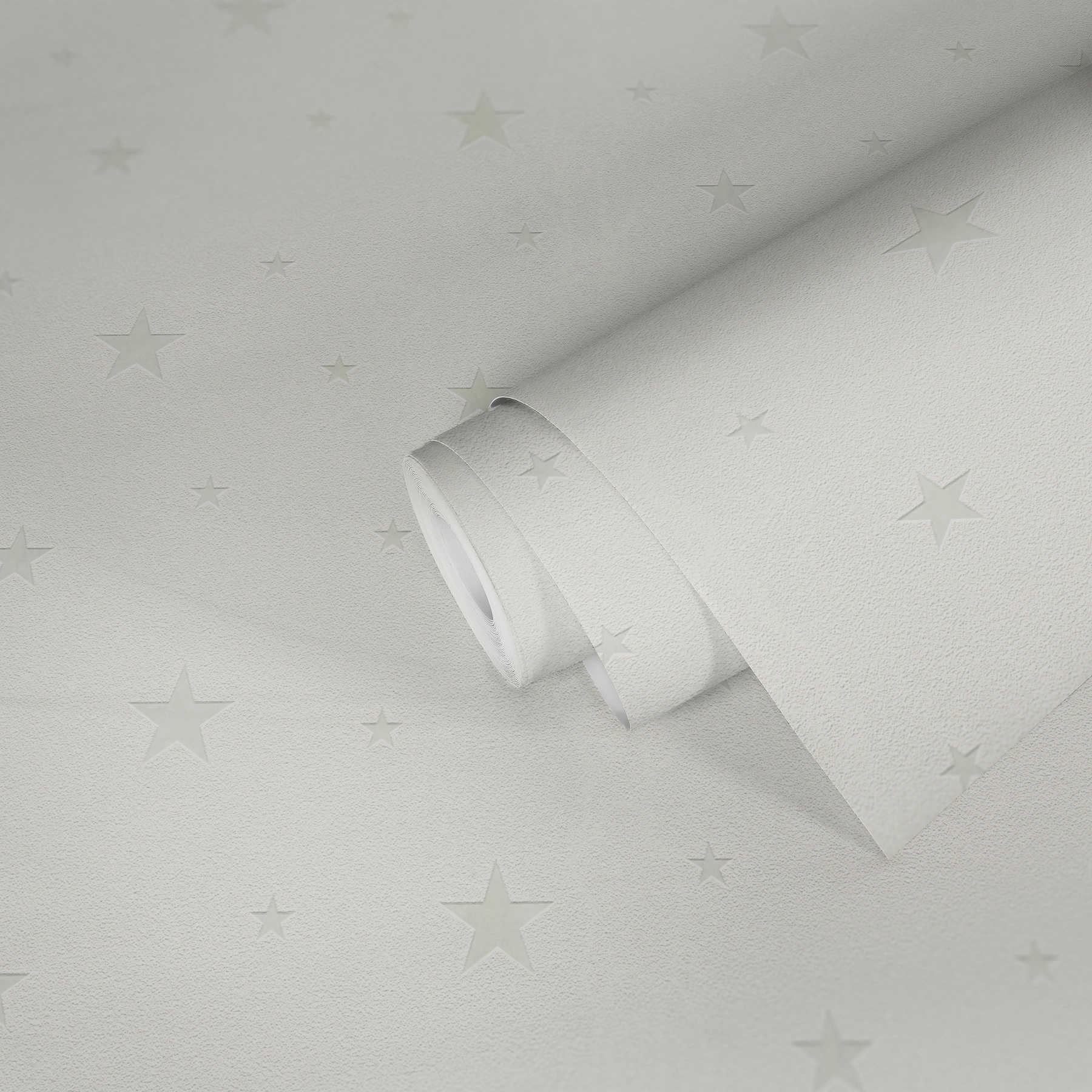             Leuchteffekt Kinderzimmertapete mit nachleuchtenden Sternen – Weiß
        