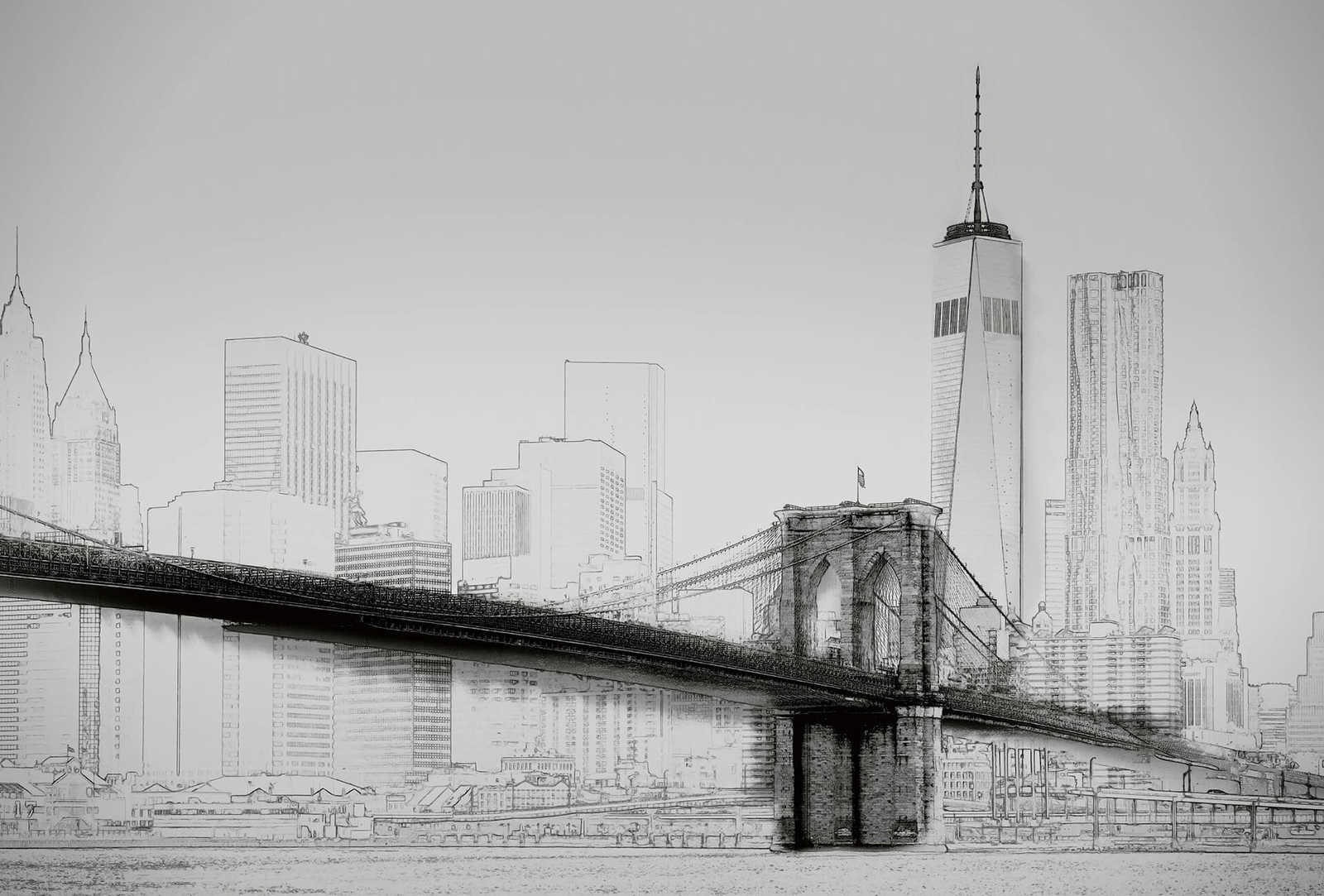 Schwarz-Weiß Fototapete Skizze New York City Skyline

