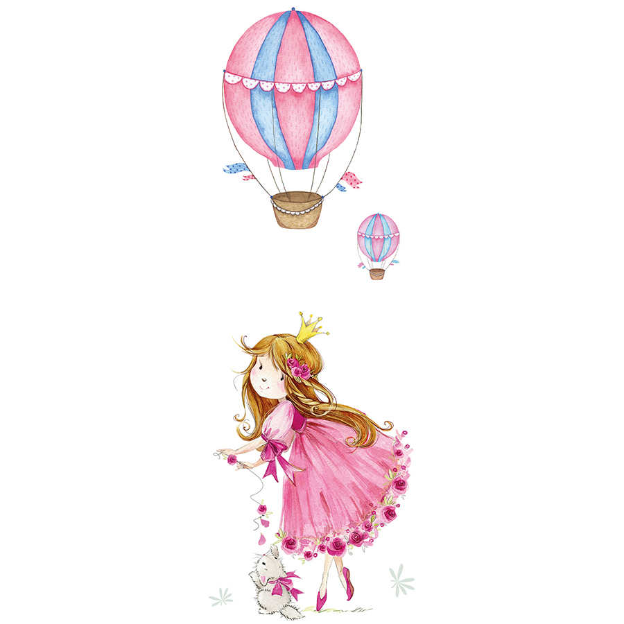 Kinder Fototapete Prinzessin mit Heißluftballon auf Perlmutt Glattvlies
