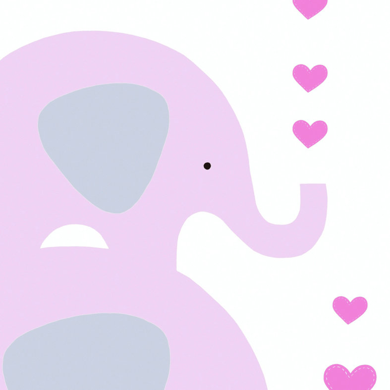             Kinderzimmer Tapete Mädchen Elefant – Rosa, Grau , Weiß
        