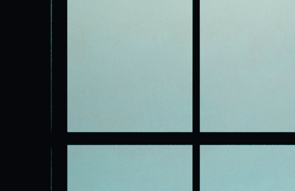             Sky 3 - Fototapete Sprossenfenster mit Wolkenhimmel – Blau, Schwarz | Struktur Vlies
        