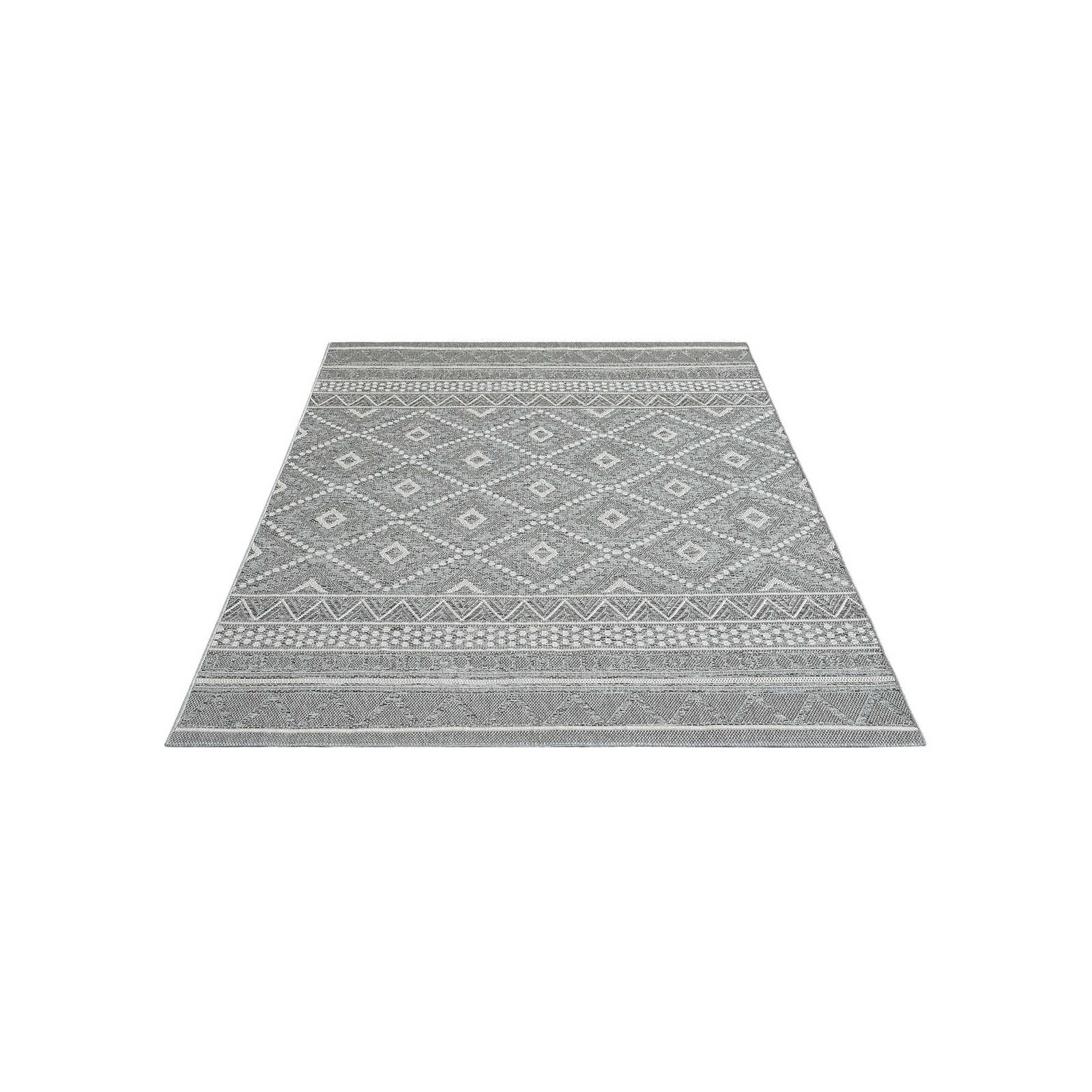 Bemusterter Outdoor Teppich in Grau – 200 x 140 cm

