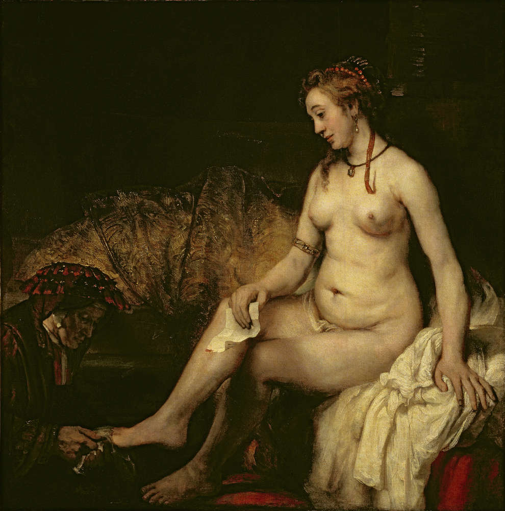             Fototapete "Bathseba beim Baden" von Rembrandt van Rijn
        