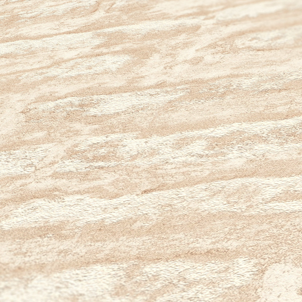             Vliestapete mit abstrakten Putz Muster matt – Beige, Weiß
        