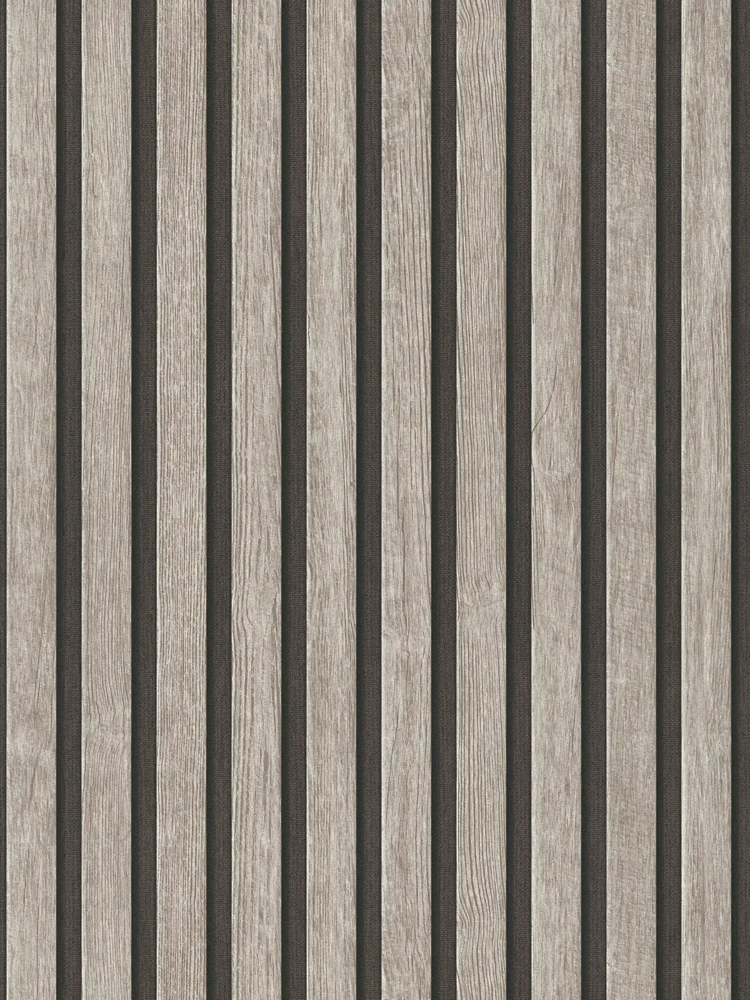        Holzpaneel Tapete mit feiner Struktur – Grau, Schwarz
    