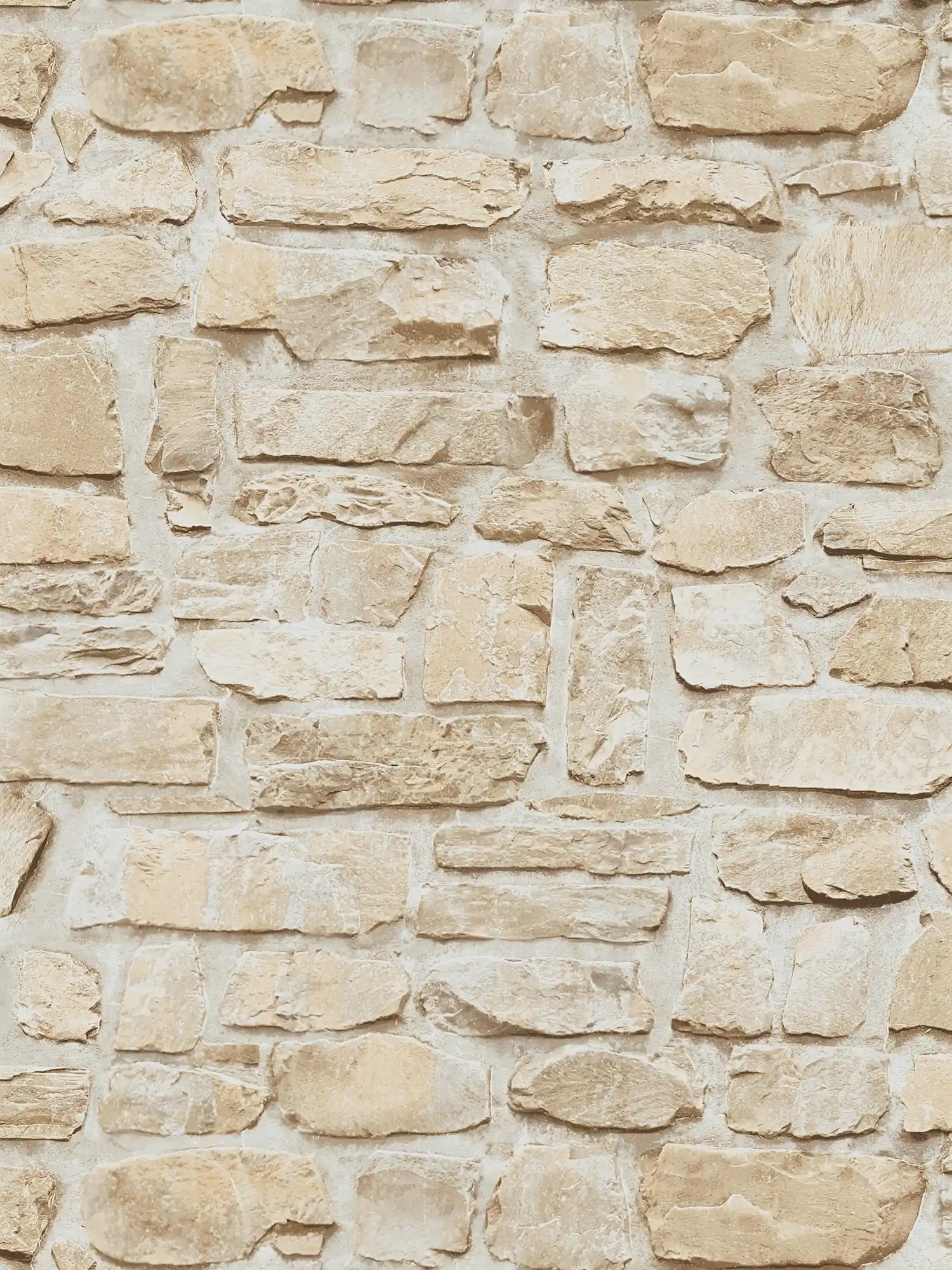 Selbstklebende Tapete | Naturstein-Mauer in 3D Optik – Beige
