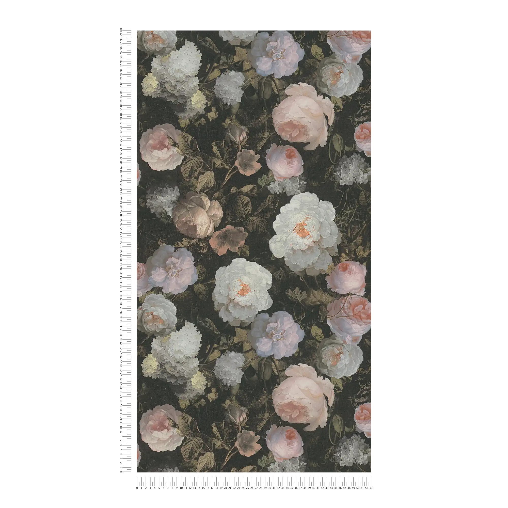             Rosen-Tapete mit Blütenmuster – Rosa, Grün, Weiß
        