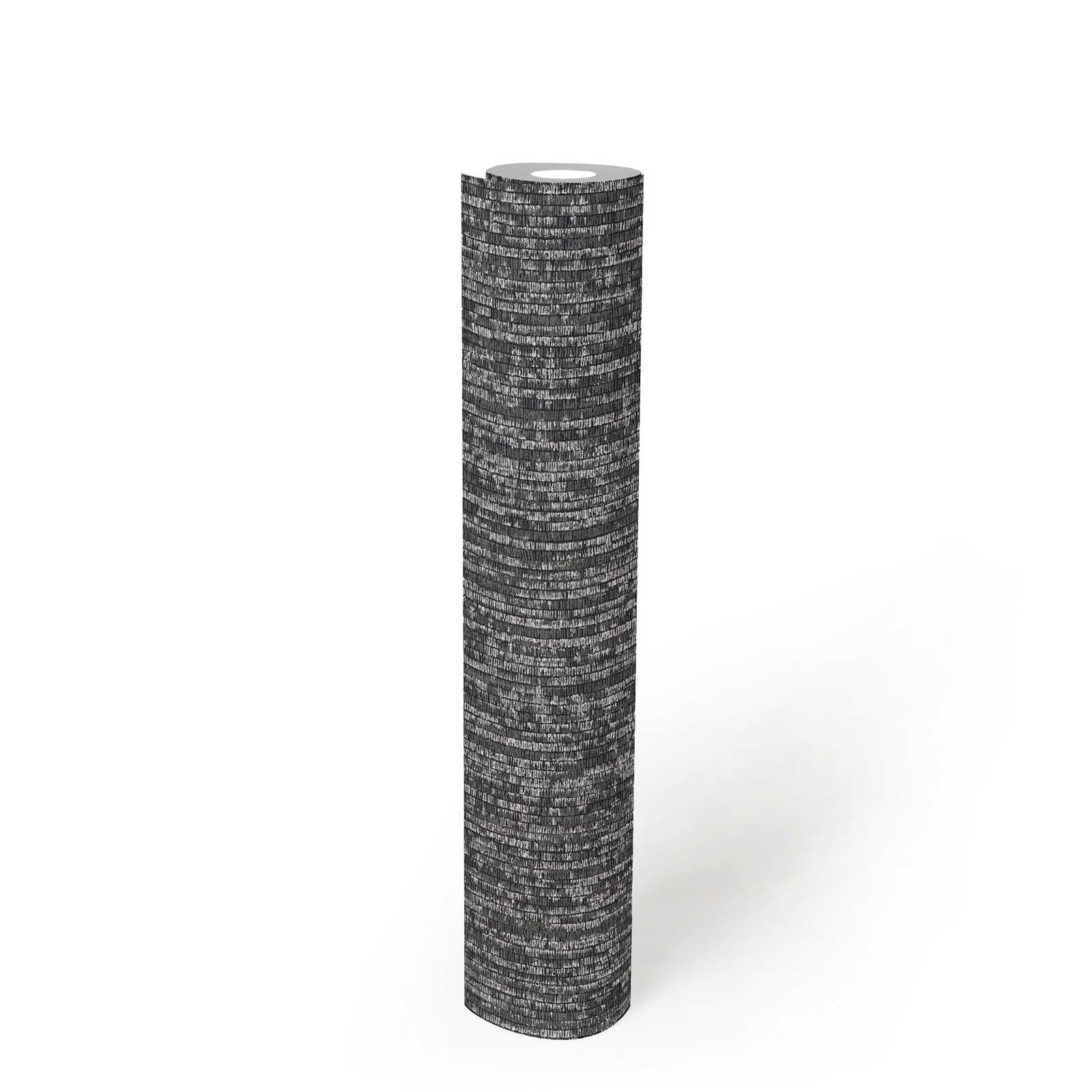             Schwarze Tapete mit Gewebeoptik & Metallic-Farbe – Schwarz, Metallic
        