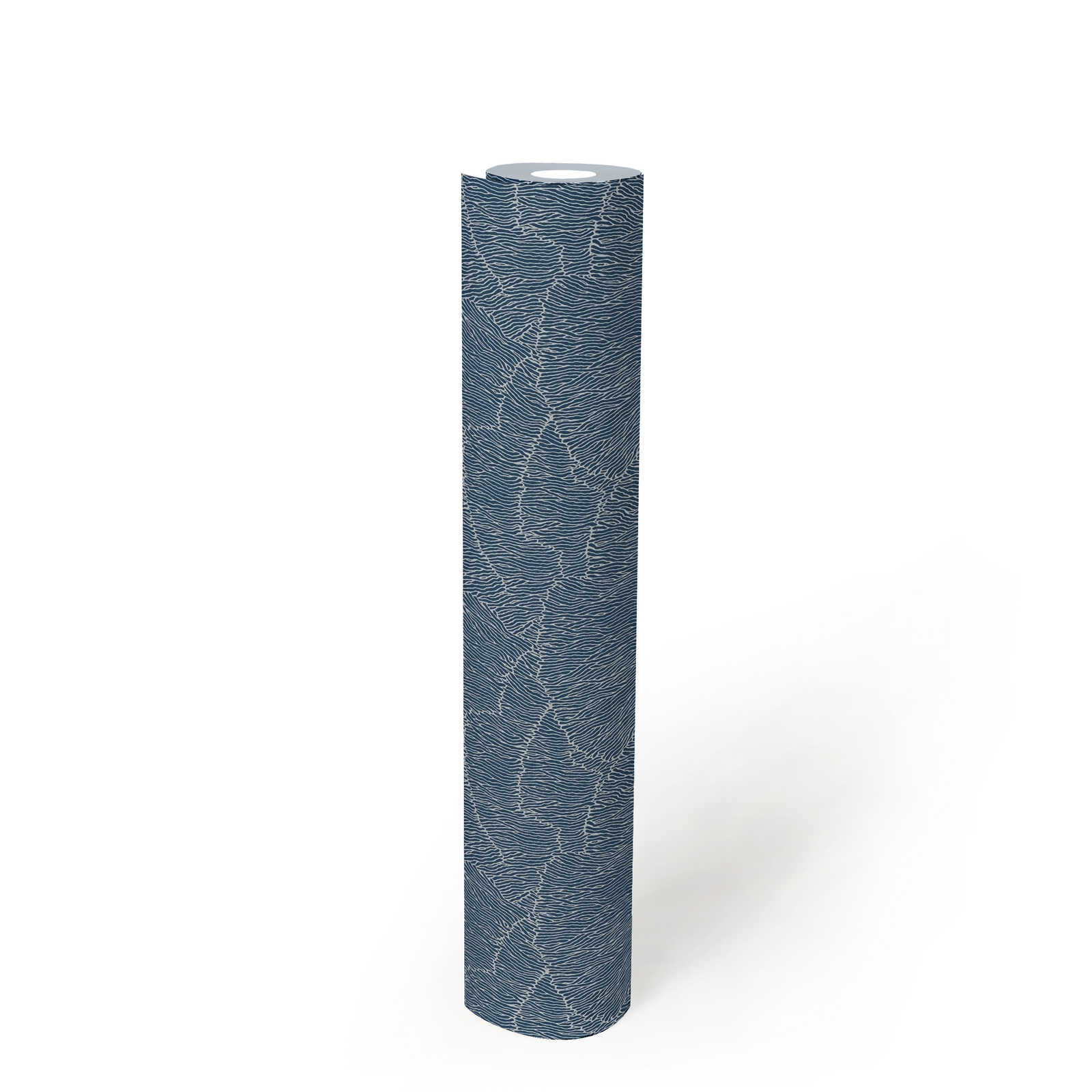             Vliestapete mit Linienmuster – Silber, Blau, Metallic
        