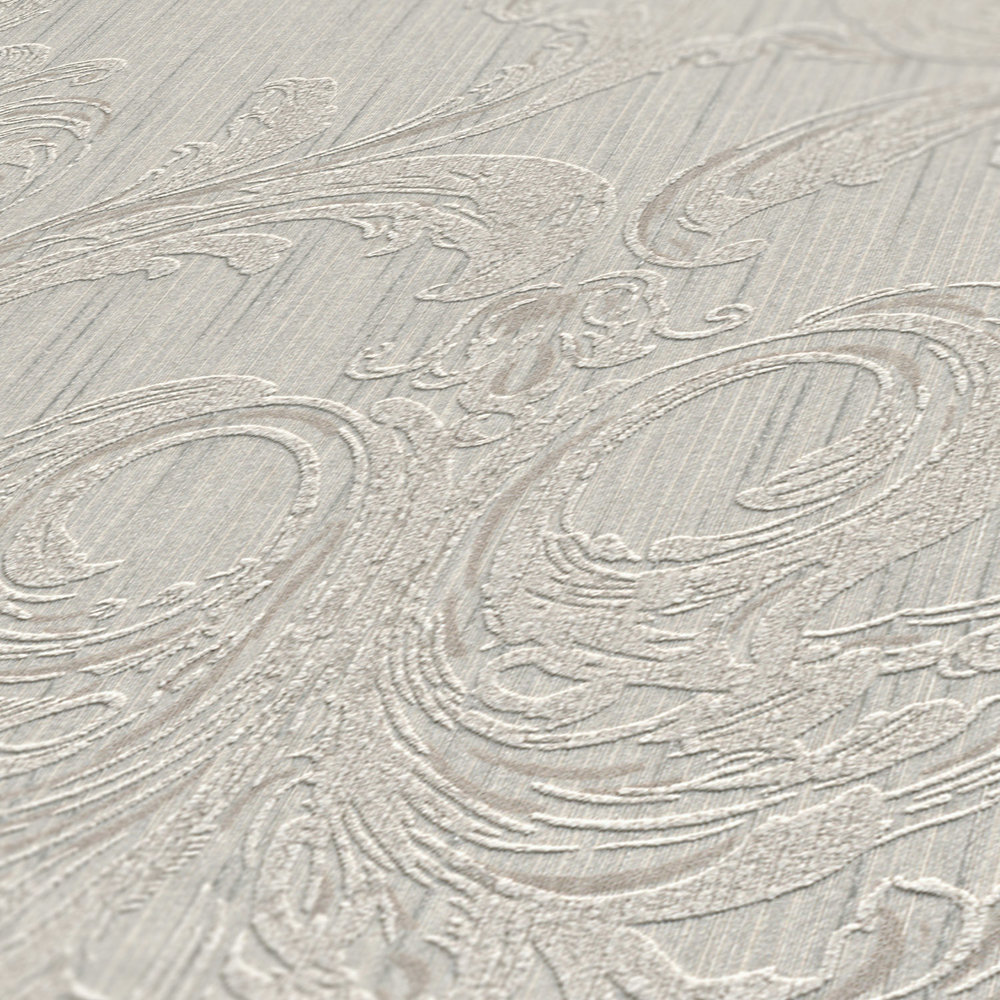             Filigrane Ornament Tapete mit Strukturmuster – Beige
        