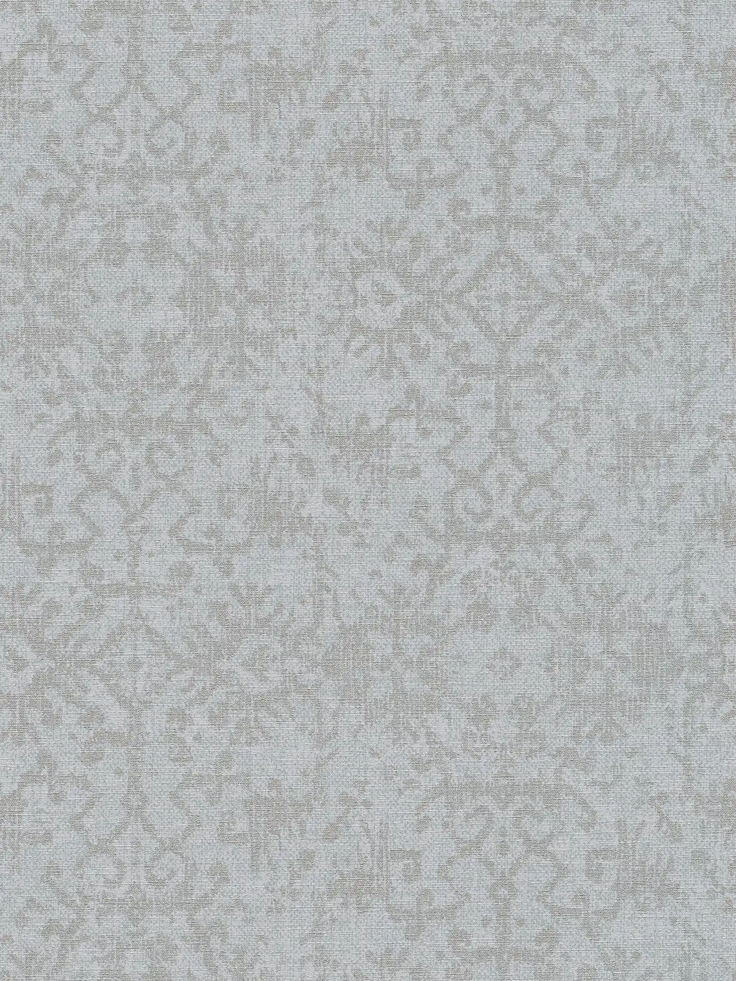 Textiloptik Tapete Ethno Ornament Muster – Grau
