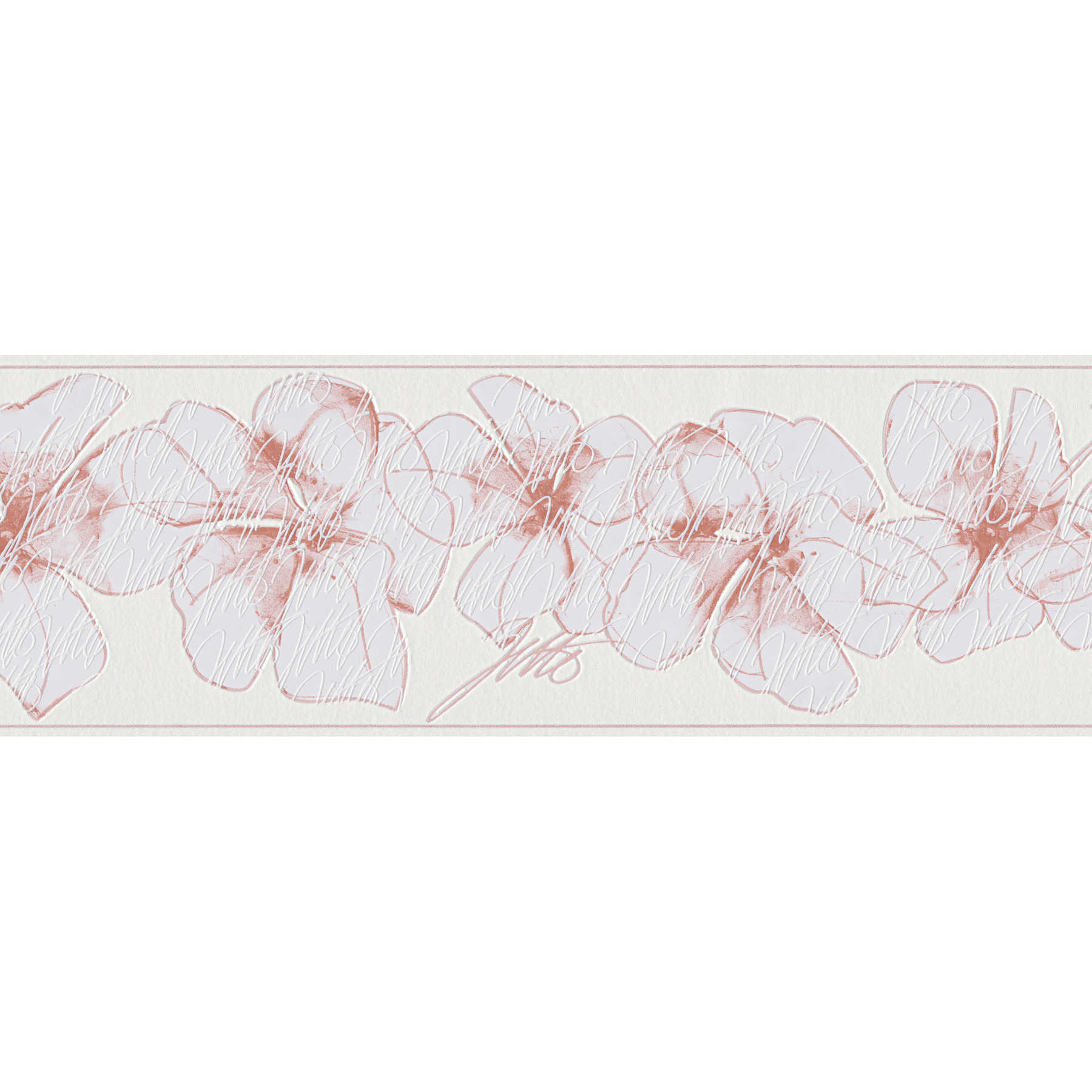         Tapetenbordüre mit Blütenmuster – Rosa, Weiß
    