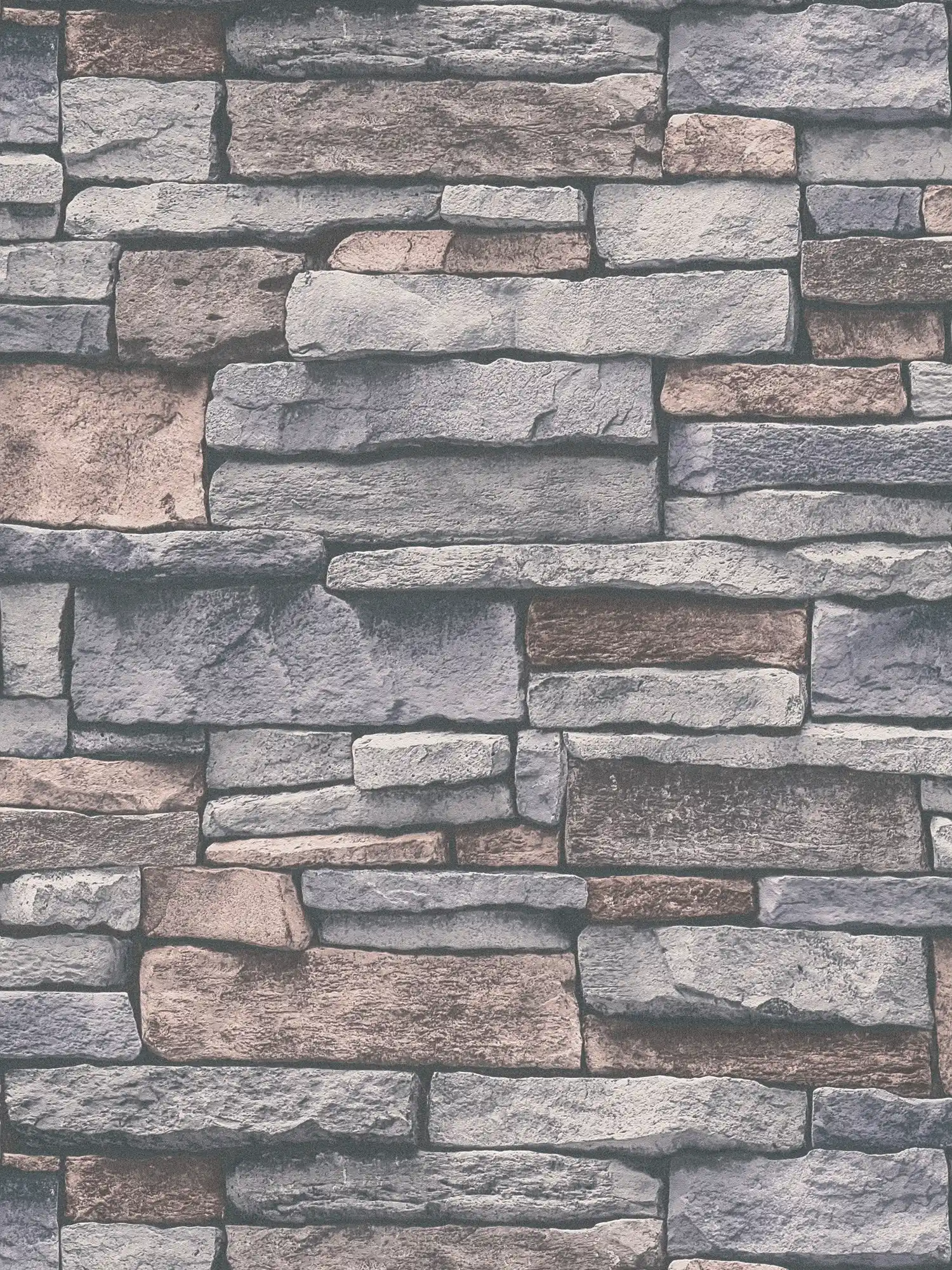Vliestapete in Steinoptik mit Natursteinmauer – Grau, Beige, Braun
