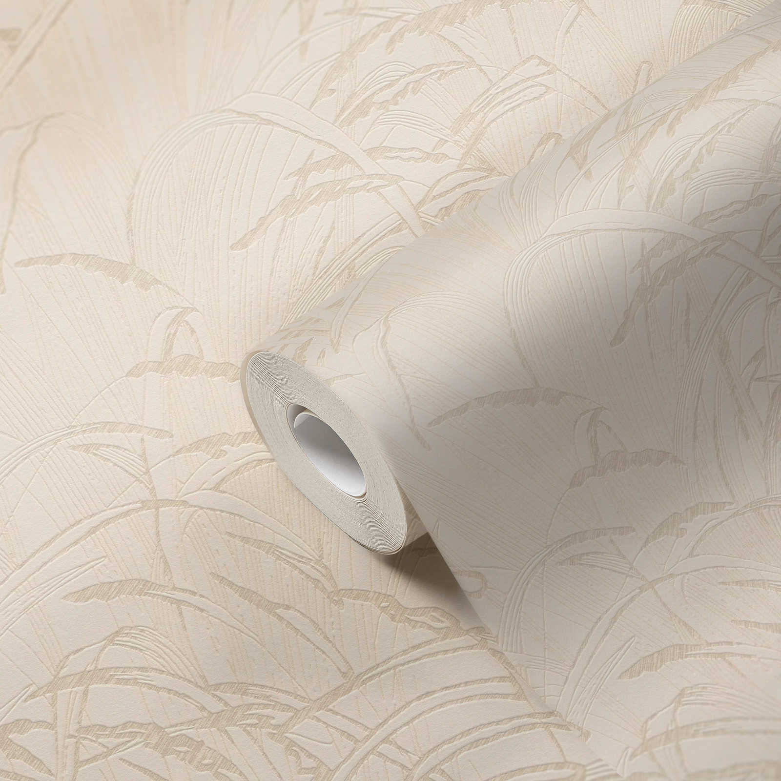             Natur Tapete Schilfblatt mit Metallic Farbe – Beige, Creme
        