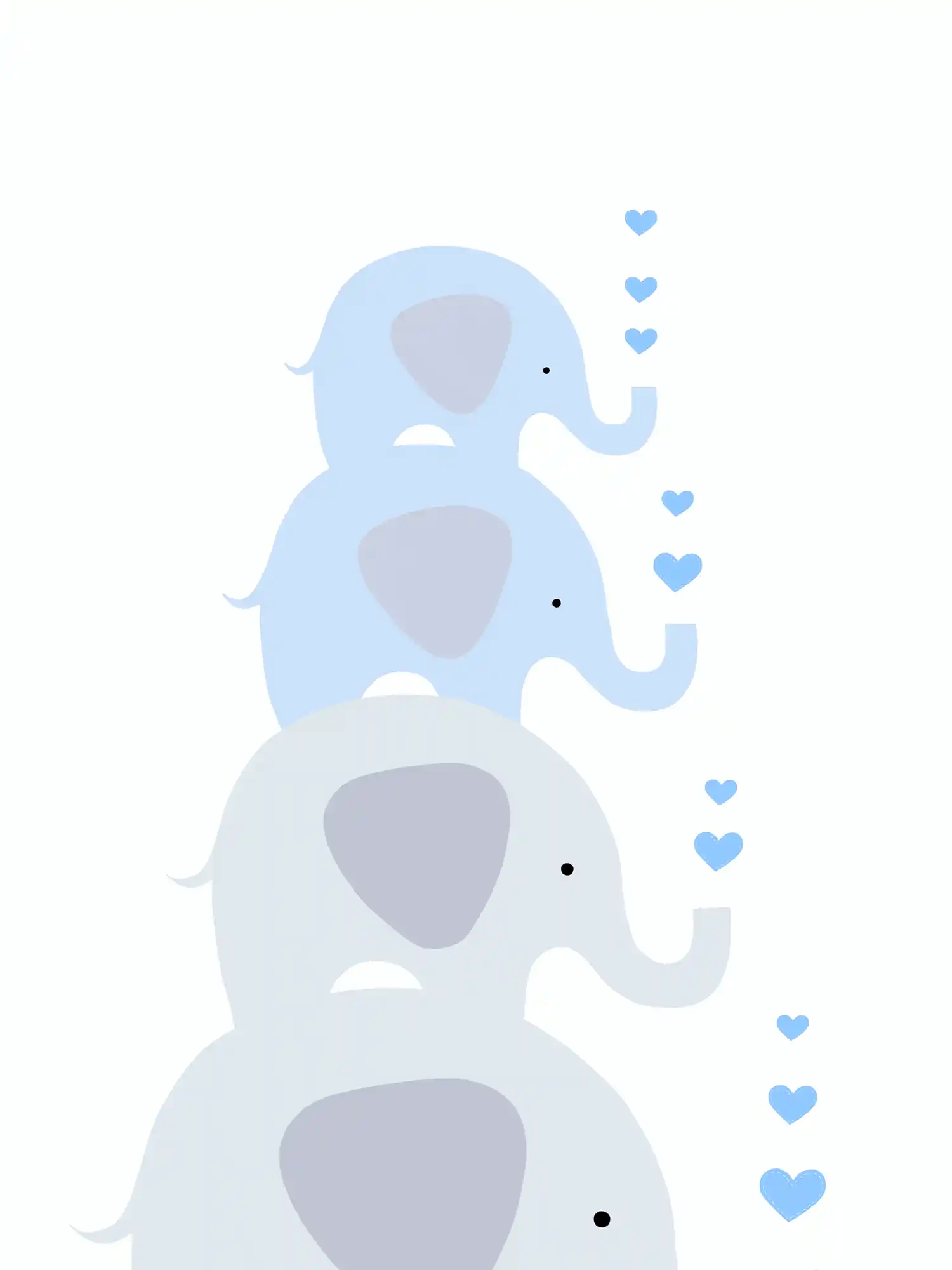 Kinderzimmer Tapete Jungen Elefant – Blau, Grau, Weiß
