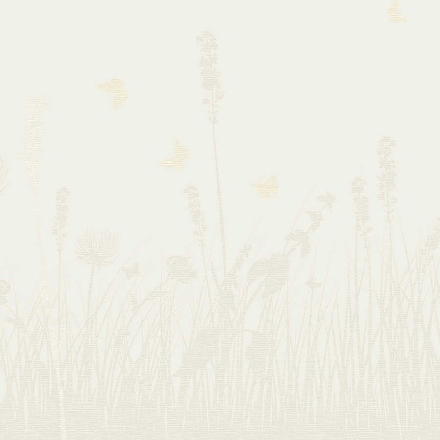 Fototapete Blüten und Gräser in Beige – Perlmutt Glattvlies
