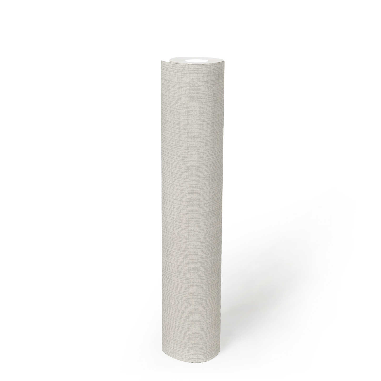             Weiße Tapete Vlies mit Leinwandstruktur – Weiß, Metallic
        