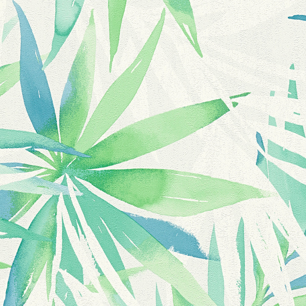             Dschungel Tapete Blättermotiv im Aquarell Stil – Grün
        