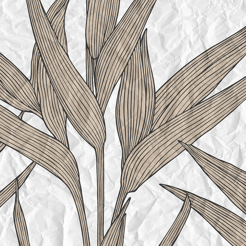 Fototapete Blätter-Muster und Papier-Optik – Braun, Weiß
