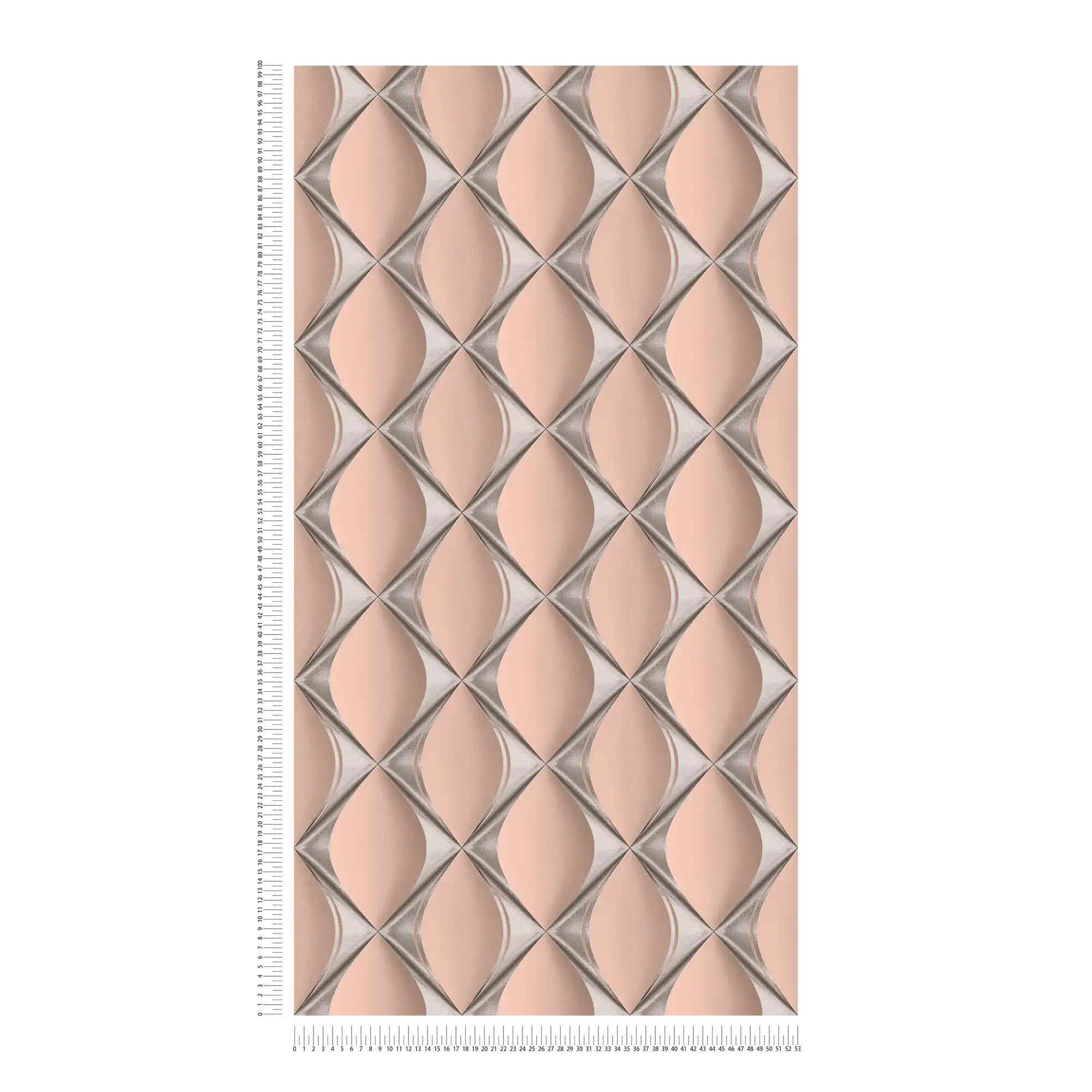             Design Tapete 3D mit Metallic Rauten Muster – Rosa, Metallic
        