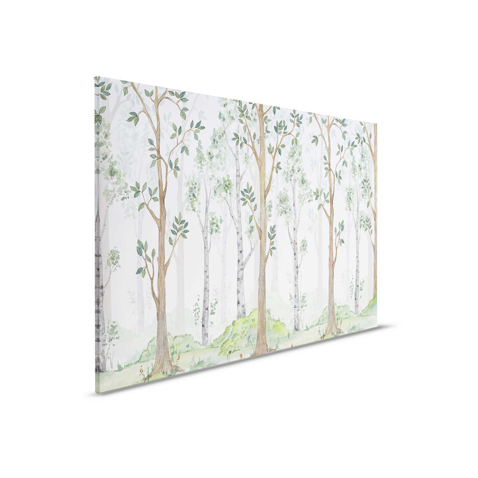         Leinwandbild mit gemaltem Wald für Kinderzimmer – 0,90 m x 0,60 m
    