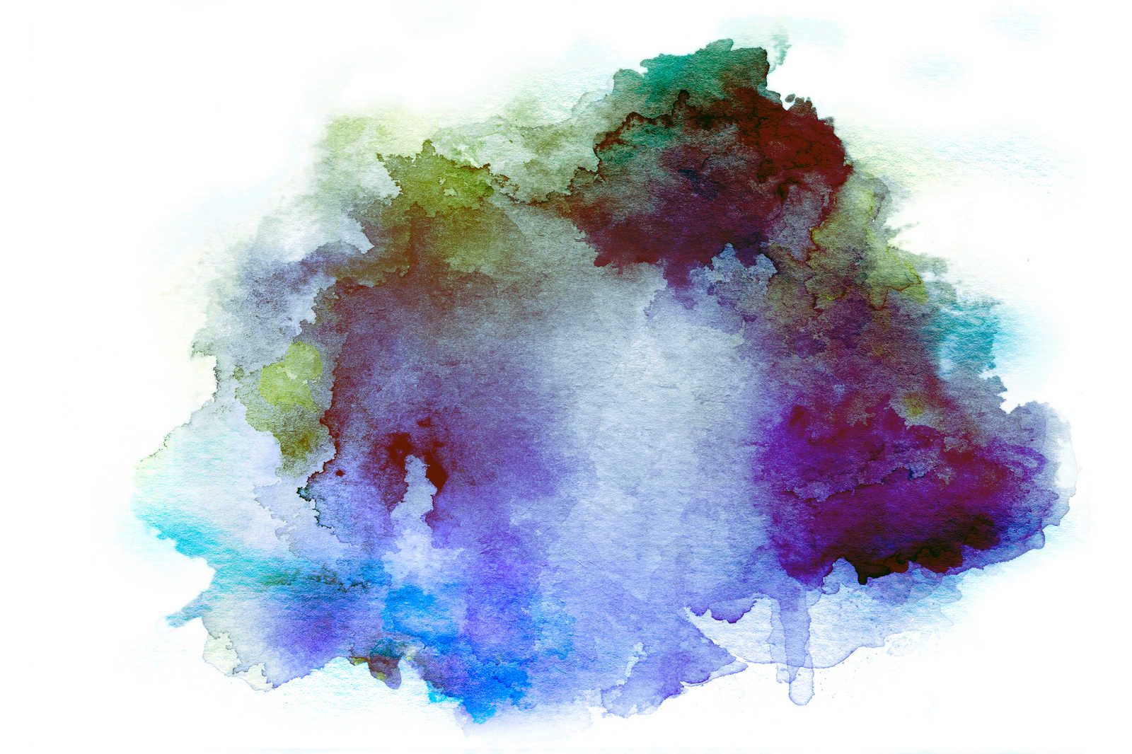             Aquarell Leinwandbild Tintenfleck, Farbverlauf Grau Blau – 0,90 m x 0,60 m
        