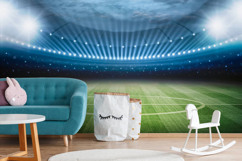             Fußball Fototapete Stadion mit Flutlicht – Premium Glattvlies
        