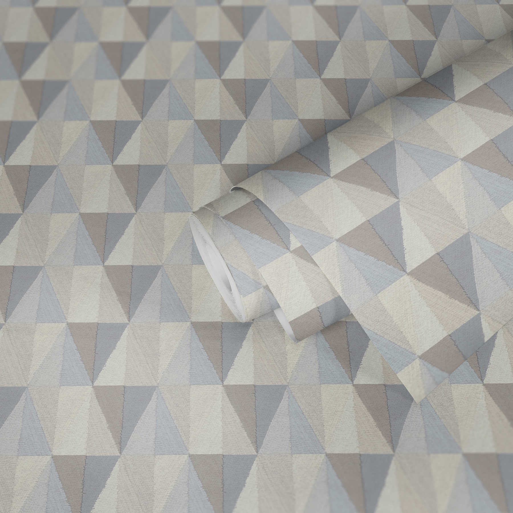             Tapete geometrisches Muster & Farbe-Facetten – Blau, Grau
        