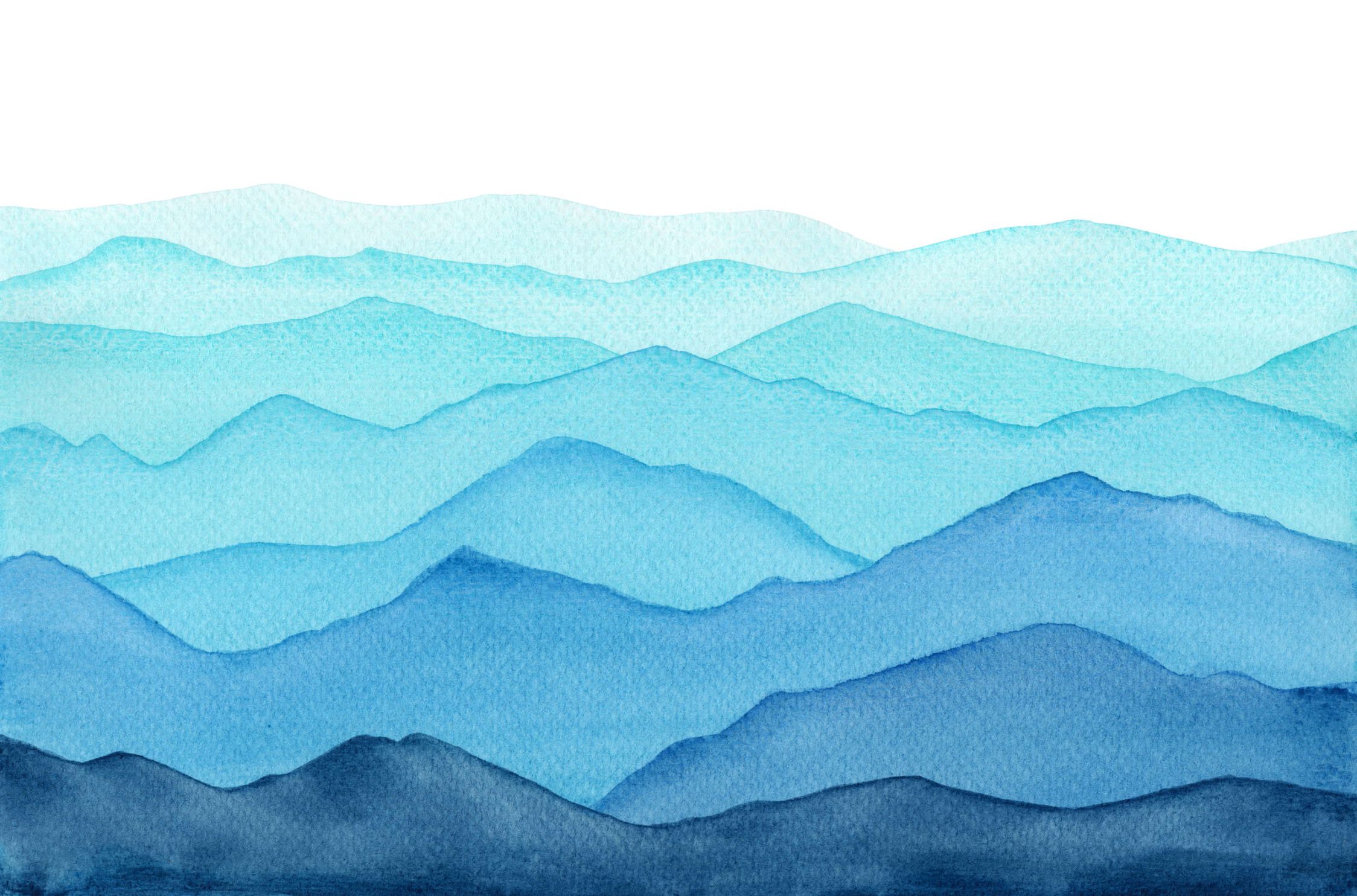             Fototapete Meer mit Wellen in aquarell – Glattes & perlmutt-schimmerndes Vlies
        