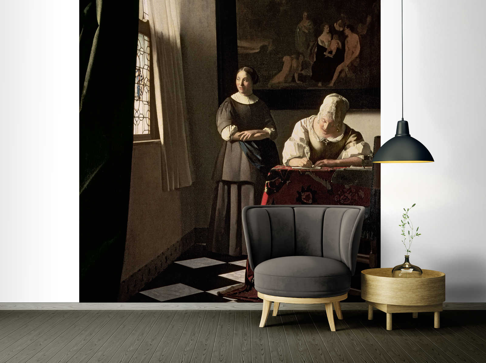             Fototapete "Dame die mit Magd einen Brief schreibt" von Jan Vermeer
        