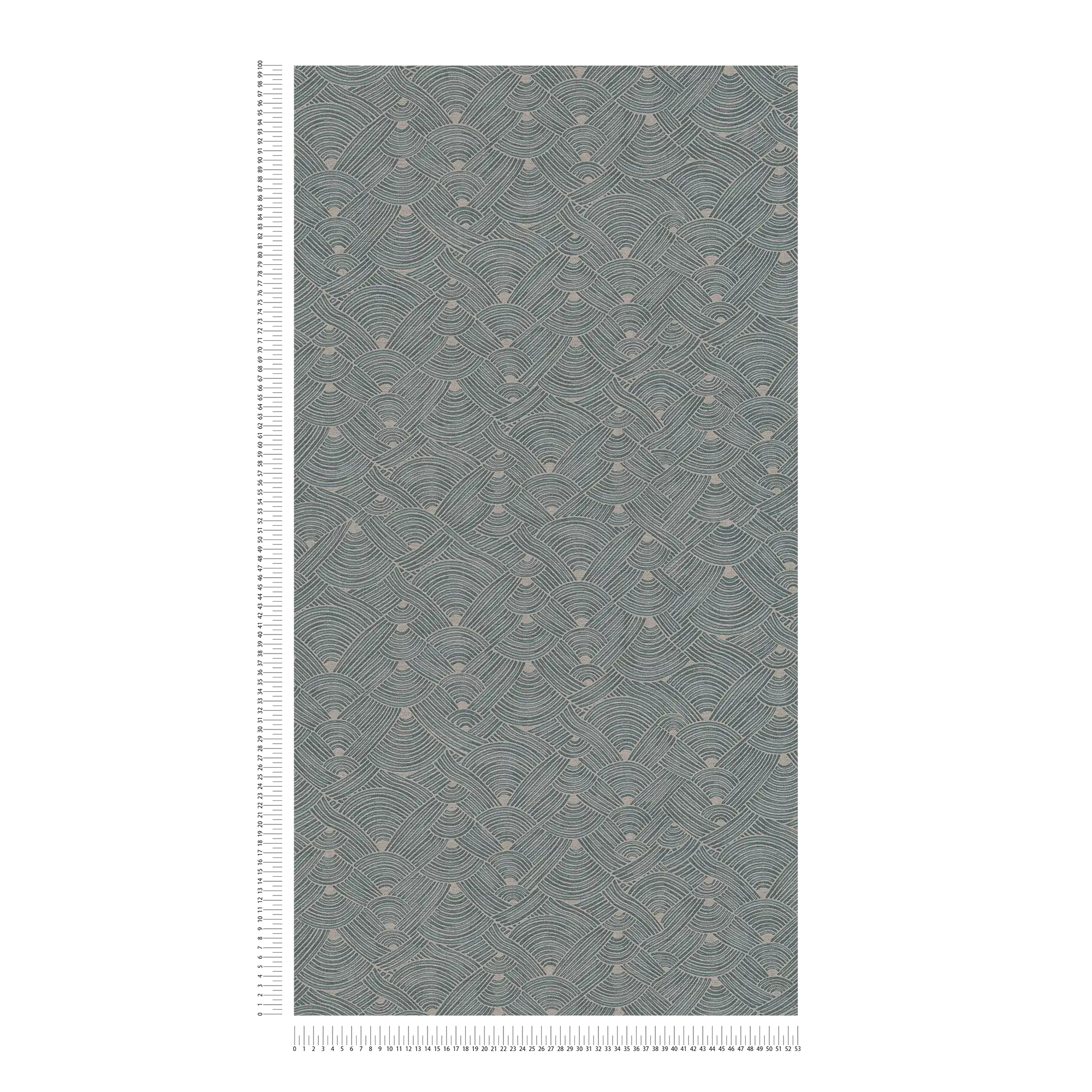            Vliestapete Ethno Design mit Korb-Optik – Blau, Grau, Beige
        