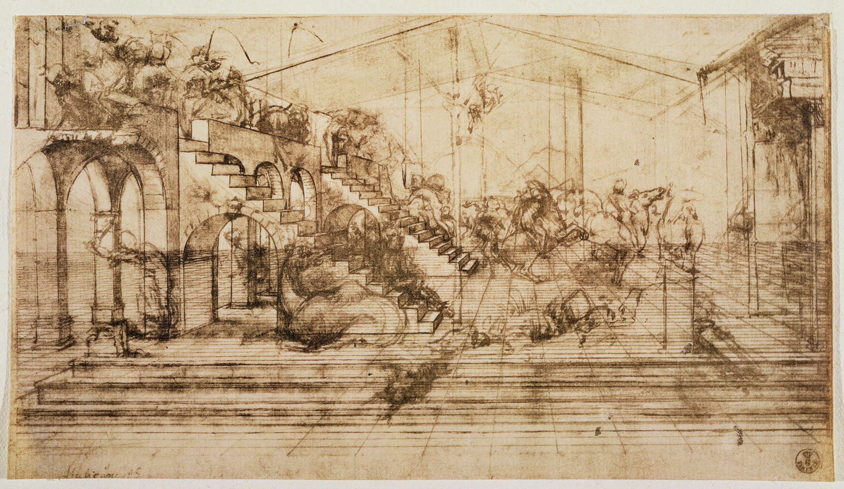             Fototapete "Perspektivische Studie für den Hintergrund der Anbetung der Könige" von Leonardo da Vinci
        