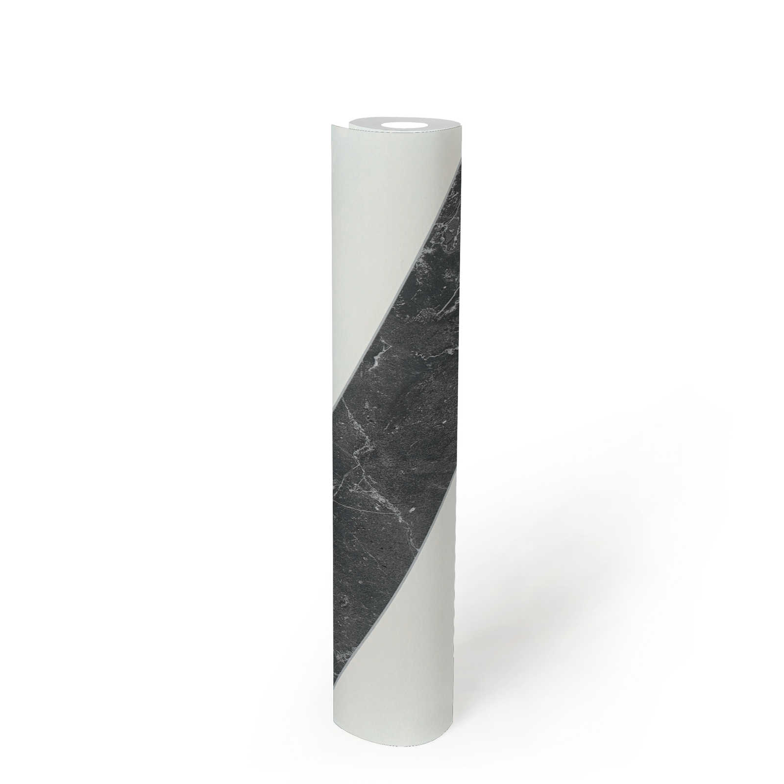             Streifen Tapete Marmoroptik Querstreifen Schwarz-Weiß Design
        