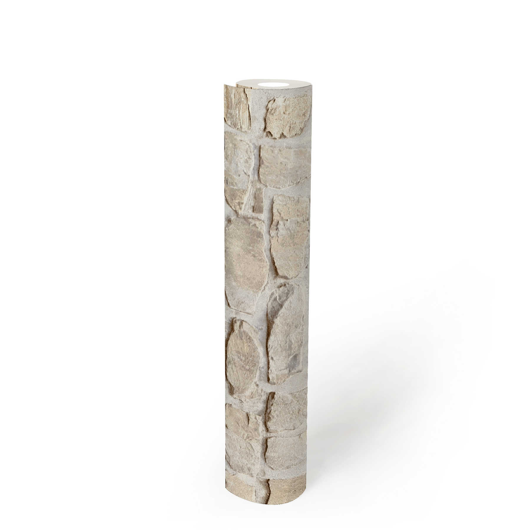             Steintapete mit Naturstein-Mauerwerk im Landhaus Stil – Beige, Gelb
        