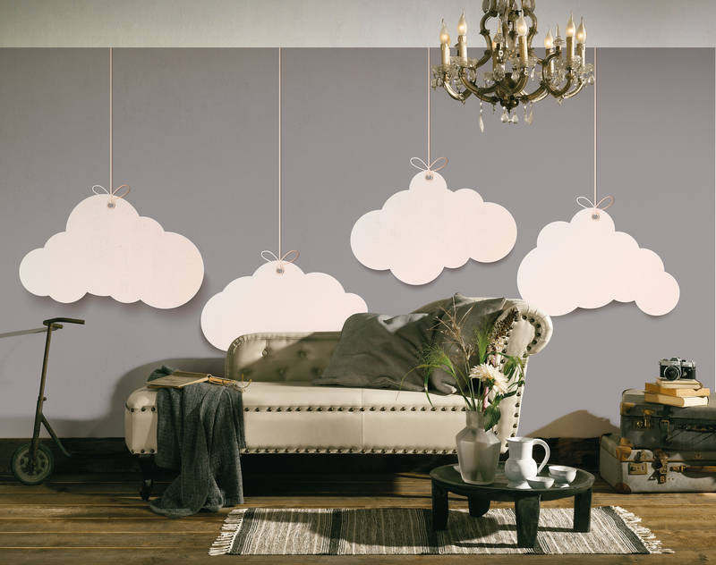             Kinderzimmer Wolken Fototapete – Grau, Weiß
        