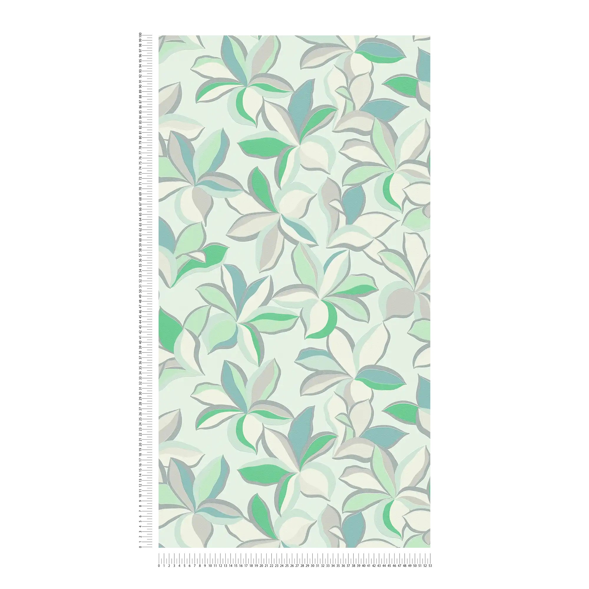             Florale Vliestapete mit Glanzstruktur – Grün, Grau
        