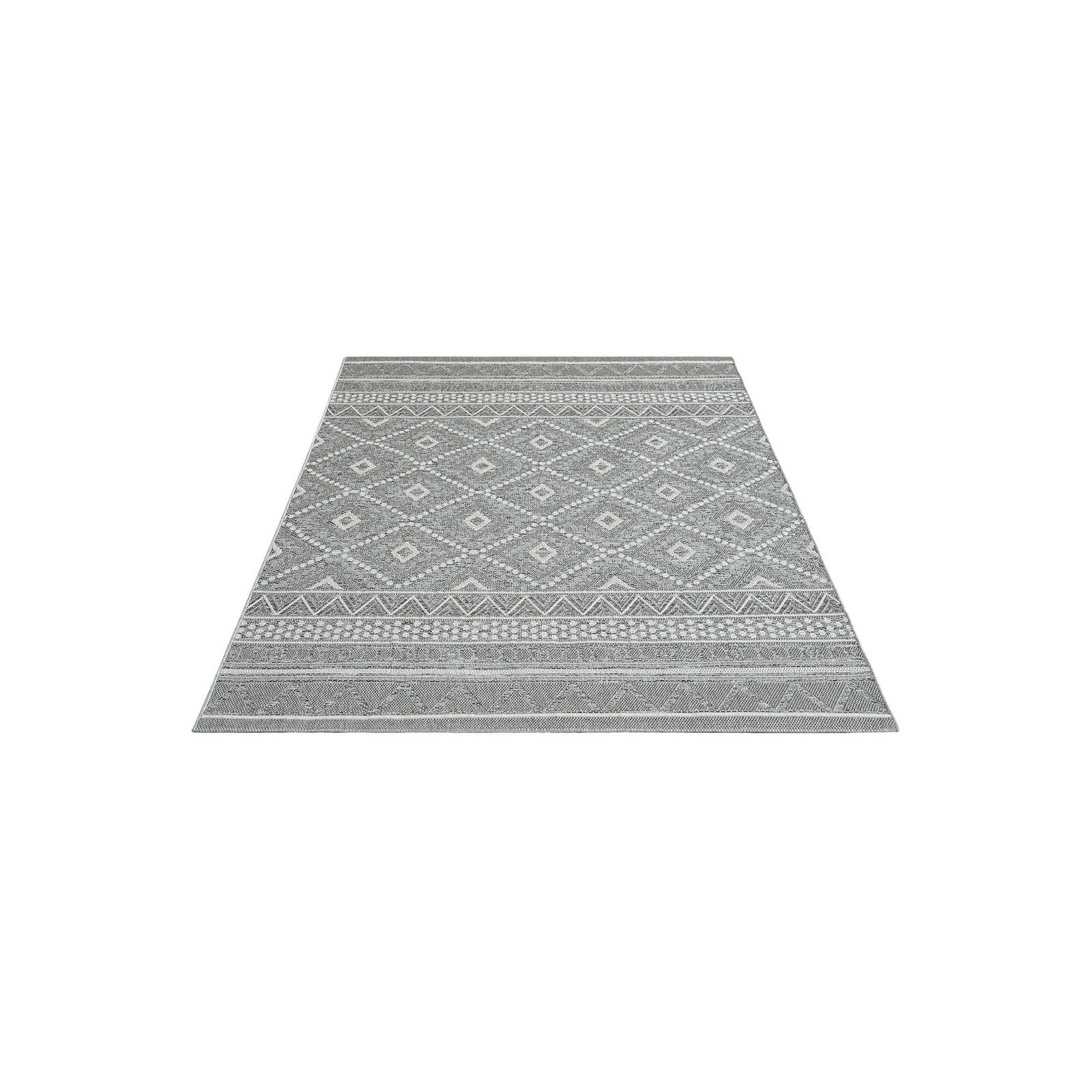 Bemusterter Outdoor Teppich in Grau – 150 x 80 cm
