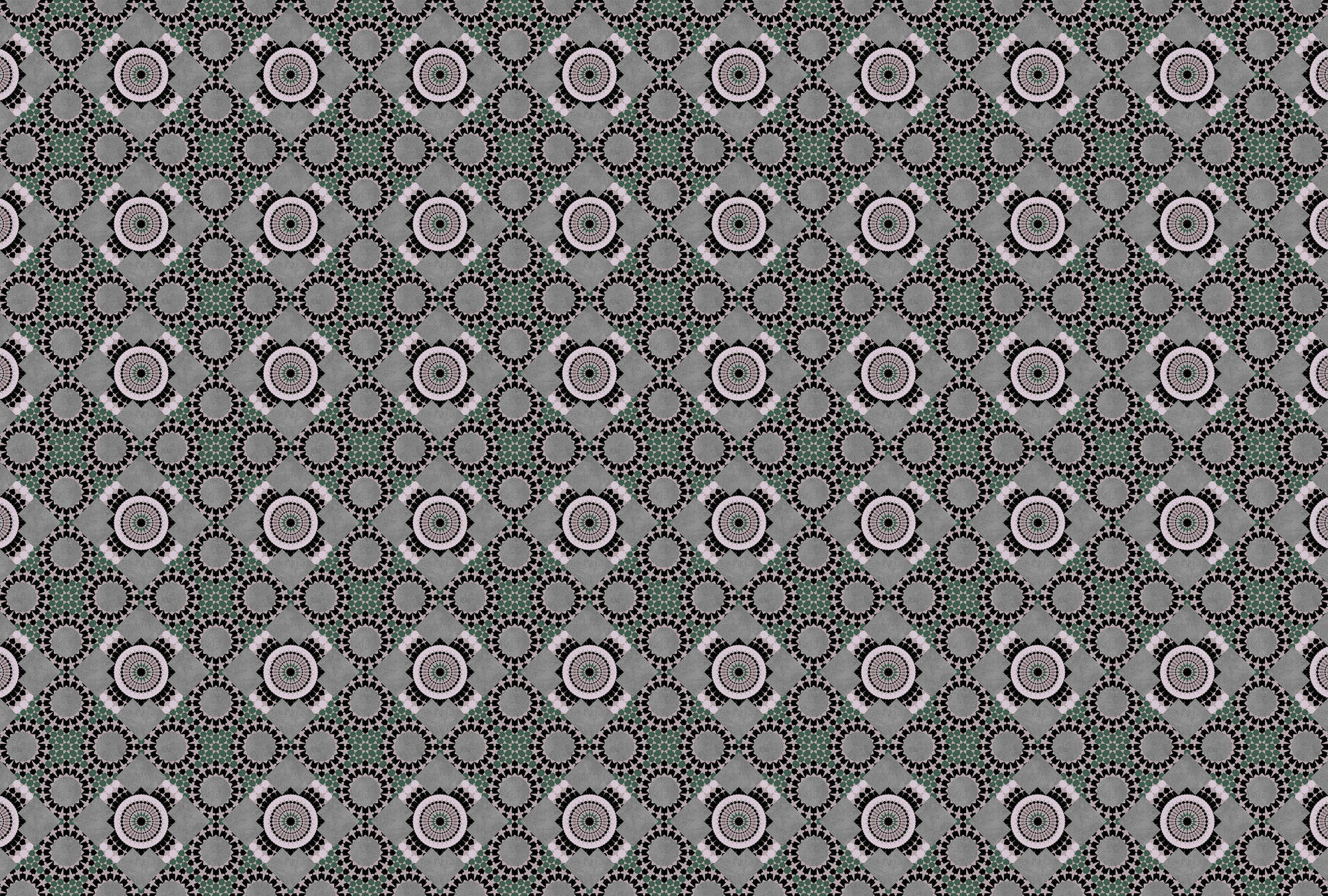             Graue Fototapete mit Mosaikmuster – Grün, Schwarz
        