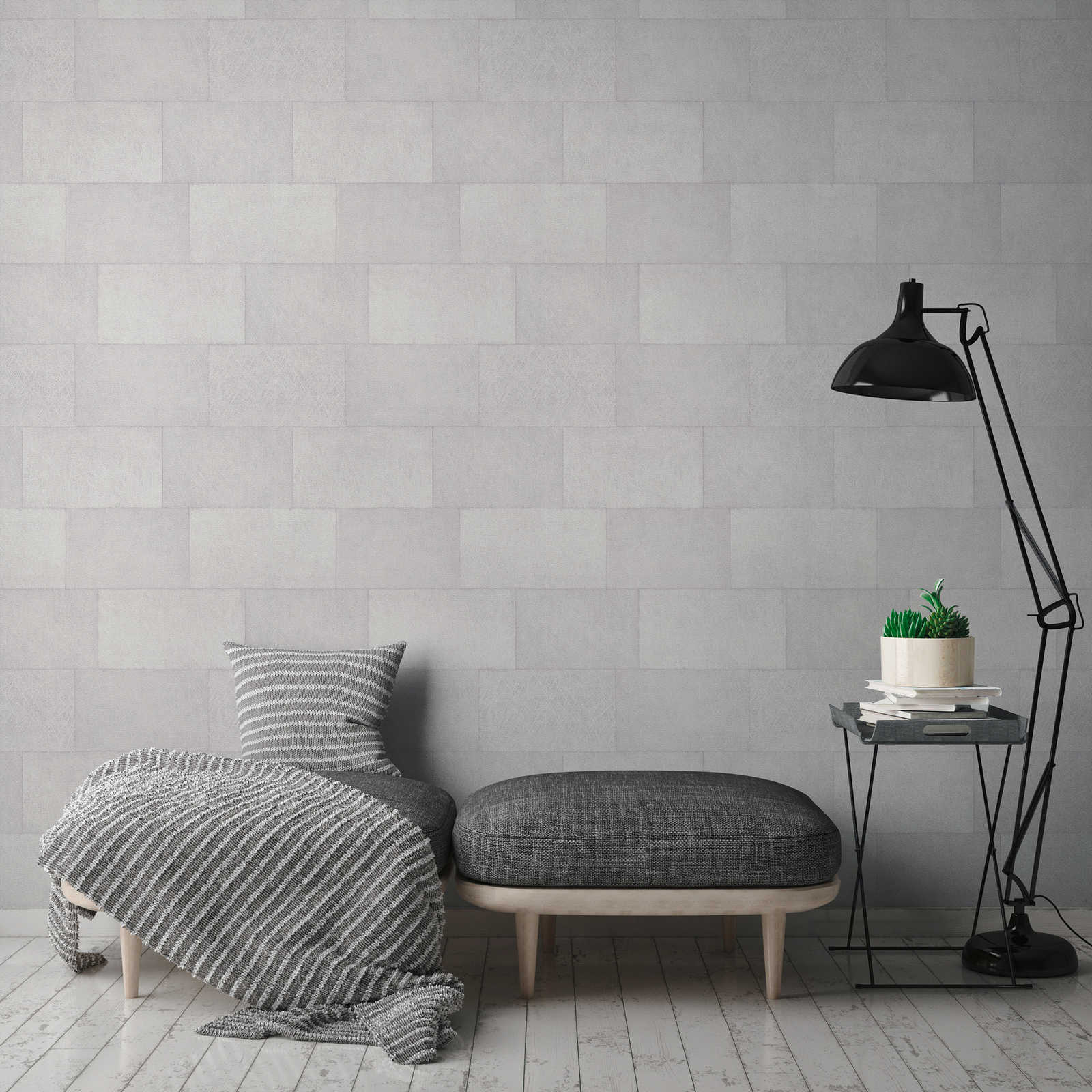             Mauerwerk Tapete mit Struktureffekt, glänzend – Beige
        