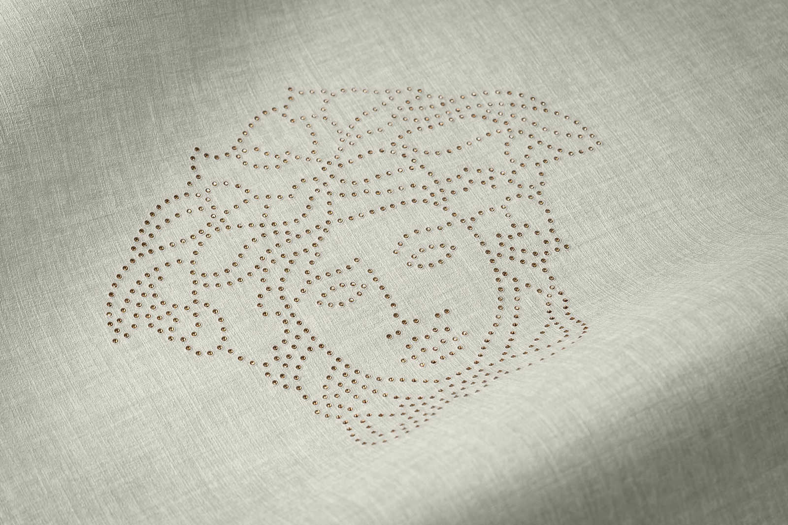             Einfarbige Vliestapete Silber mit Perlen Logo – Metallic
        
