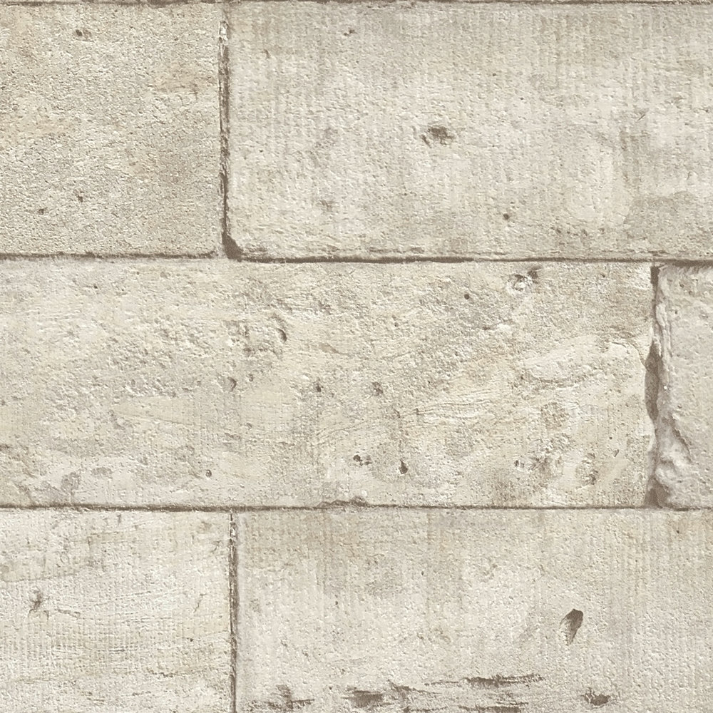             3D Steinoptik Tapete mit hellem Mauerwerk – Grau
        