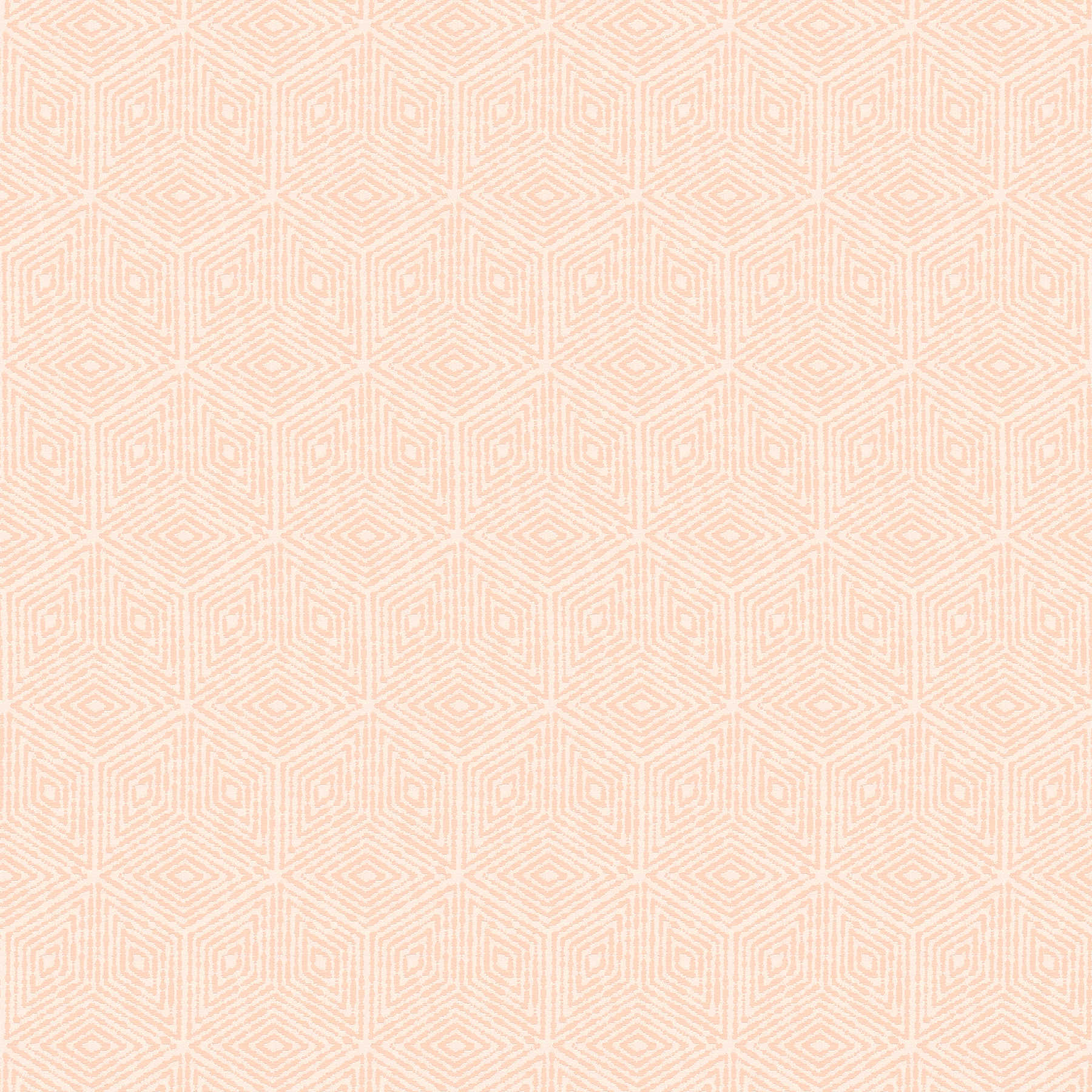 Grafik Tapete geometrisches Rauten & Hexagon Muster – Orange, Rosa
