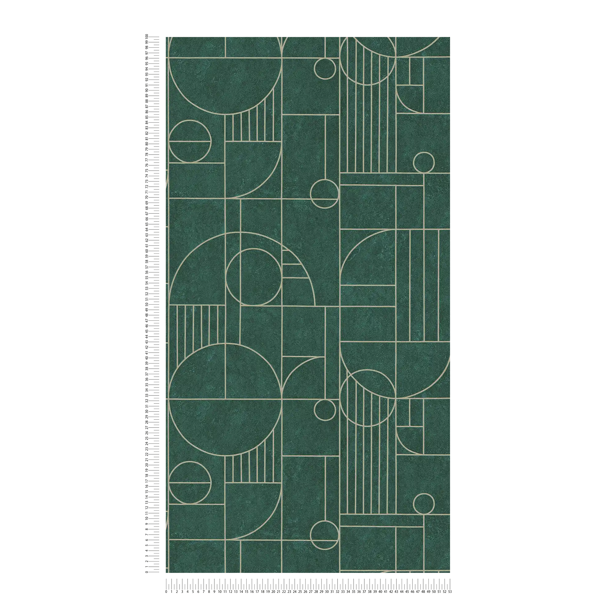             Fliesenoptik Tapete Art Deco Design marmoriert – Grün, Metallic
        