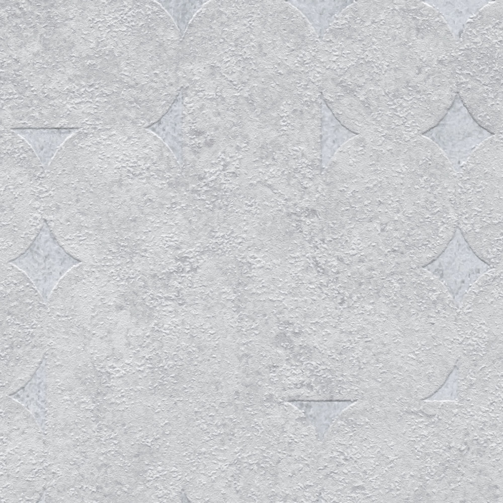             Vliestapete mit geometrischen Formen und glänzenden Akzenten – Hellgrau, Silber
        