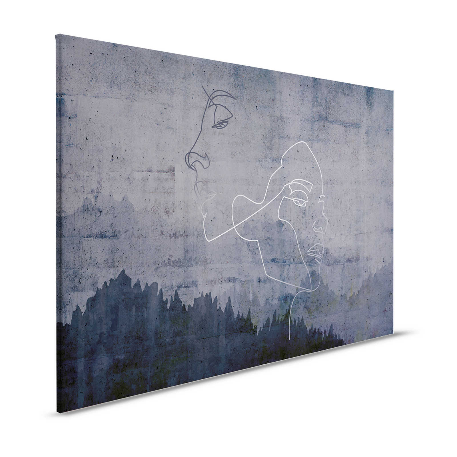 Leinwandbild Anthrazit Betonoptik & silber Liniendesign – 1,20 m x 0,80 m

