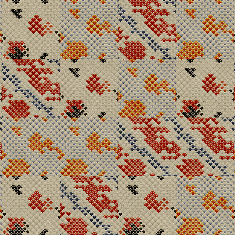 Koi 3 - Abstrakter Koi-Teich als Digitaldruck auf Pappe Struktur – Beige, Orange | Mattes Glattvlies
