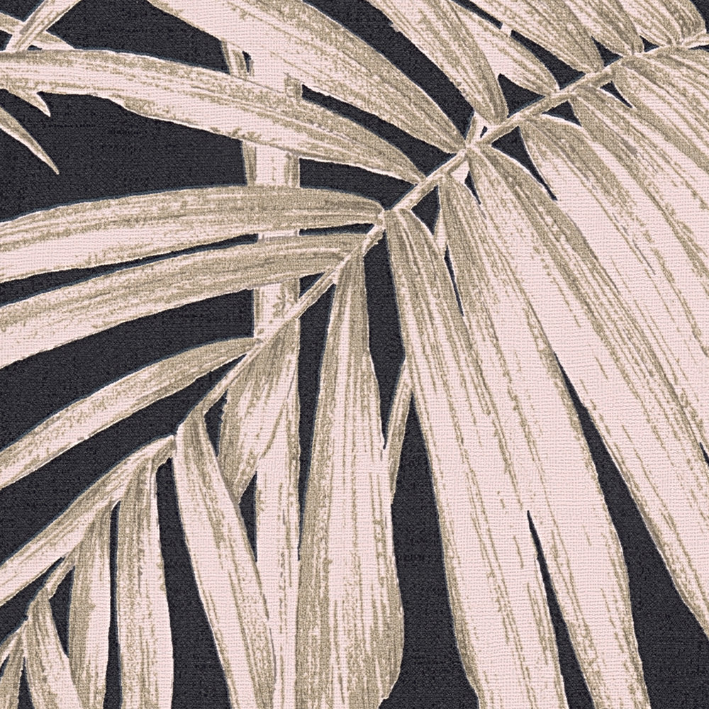             Natürliche Tapete Palmenblätter, Bambus – Rosa, Bronze, Schwarz
        